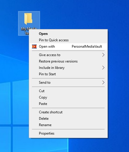 Open with PersonalMediaVault